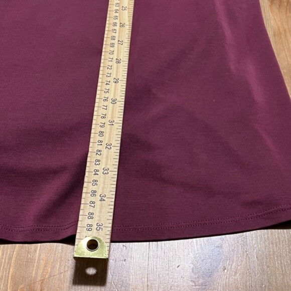 Womens Chic Burgundy Deep V-neck Criss Cross LS Swing Shift Dress Size Large - Picture 12 of 12